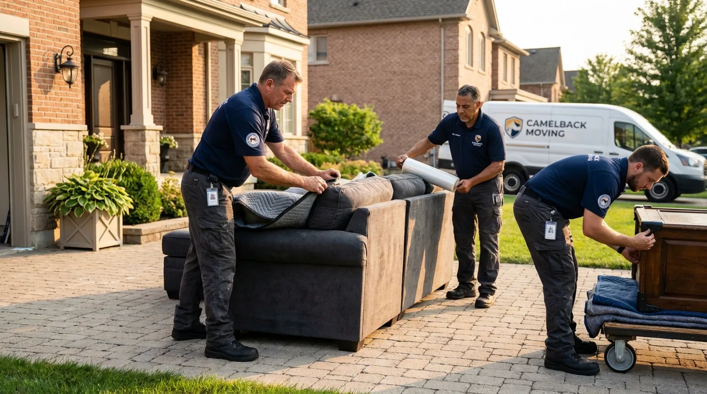 Large estate moving crew wrapping furniture in Williams, CA